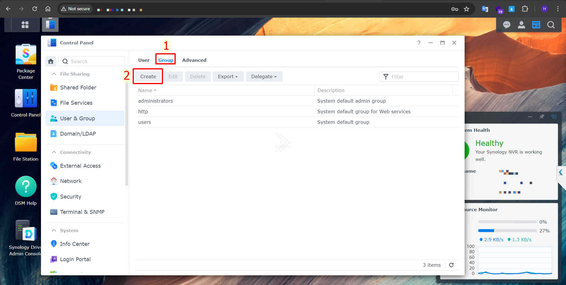 Hướng dẫn tạo và phân quyền Group trên NAS Synology