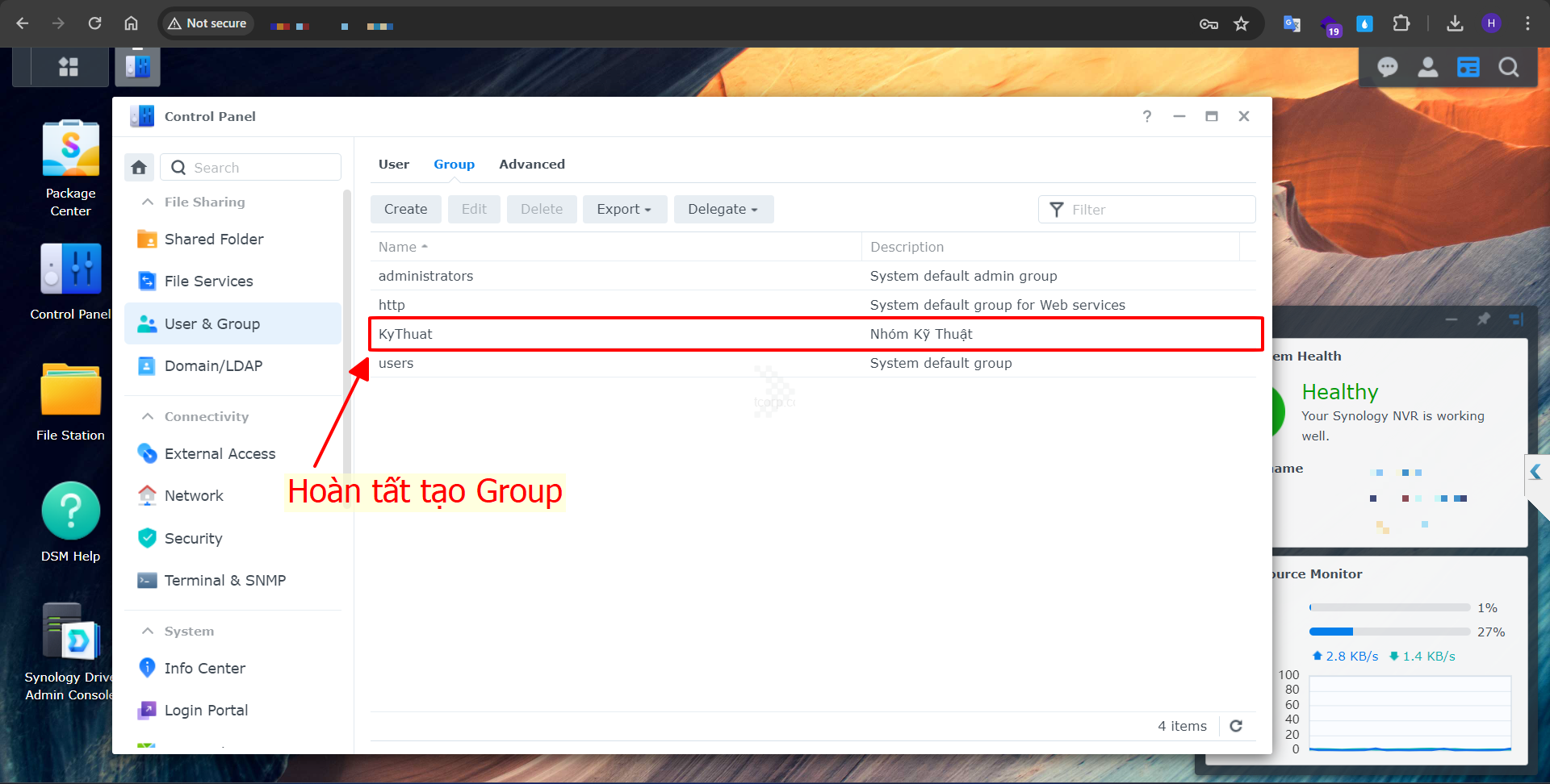 Hướng dẫn tạo và phân quyền Group trên NAS Synology
