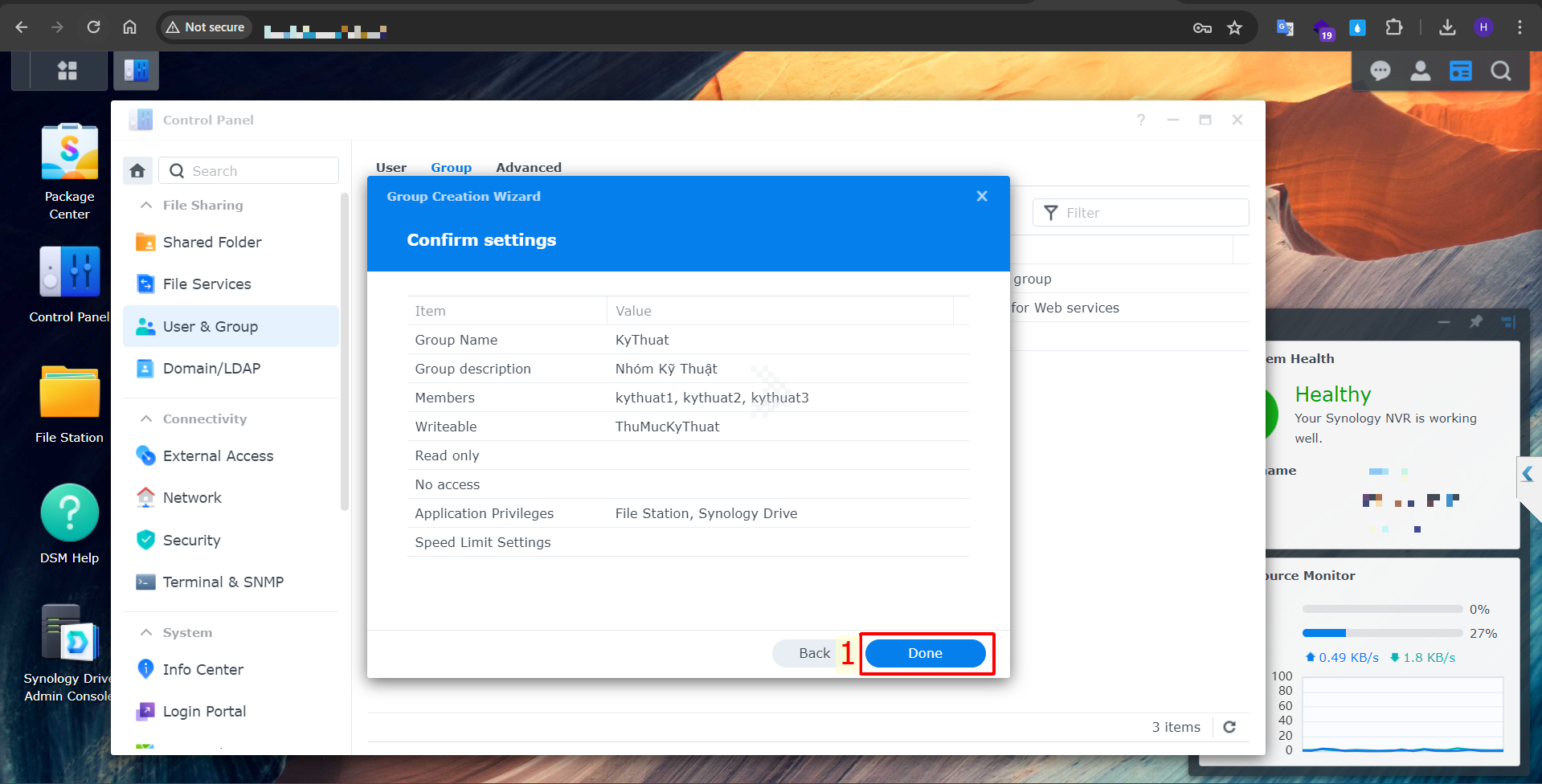 Hướng dẫn tạo và phân quyền Group trên NAS Synology