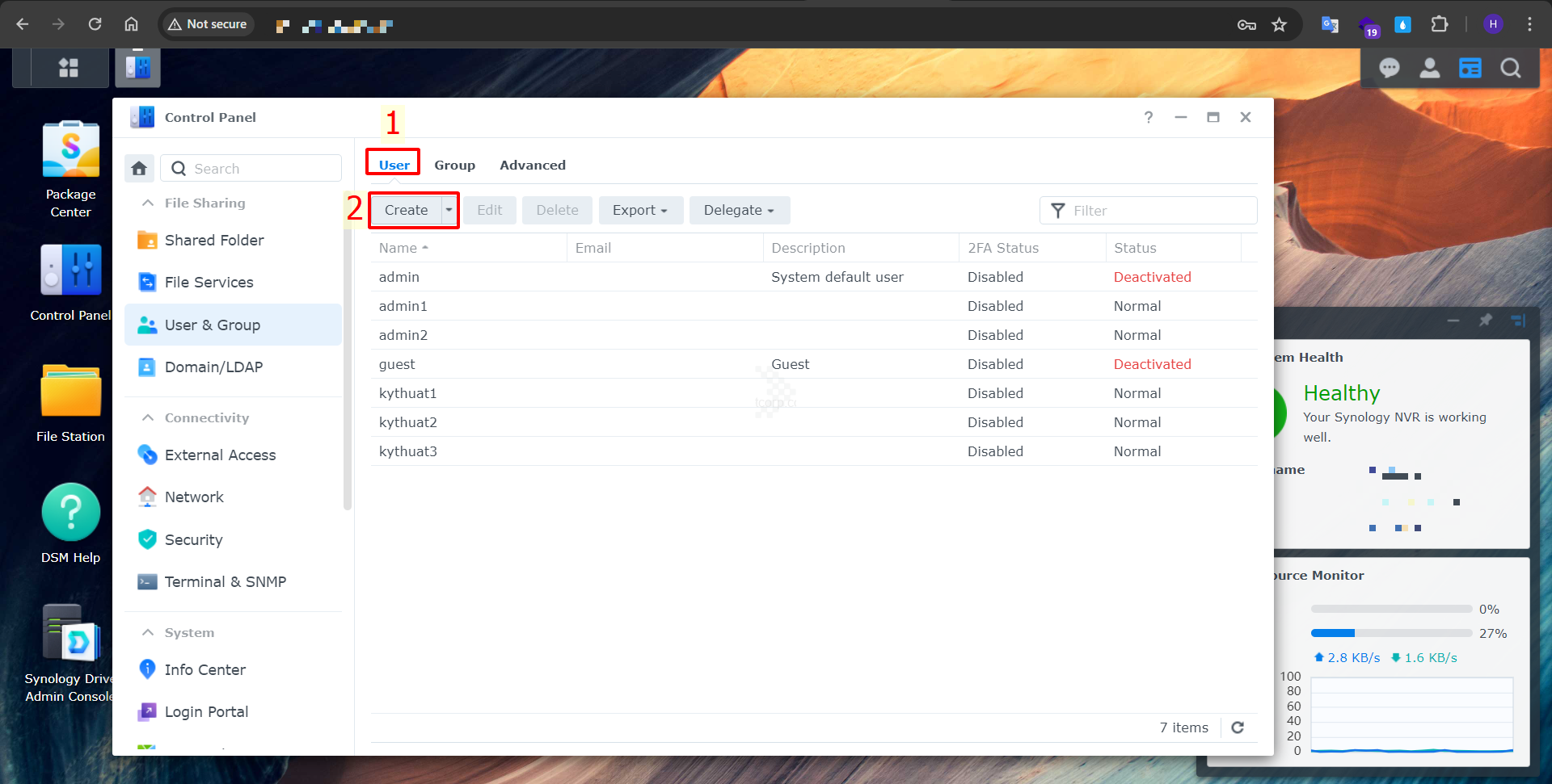 Hướng dẫn tạo và phân quyền User trên NAS Synology