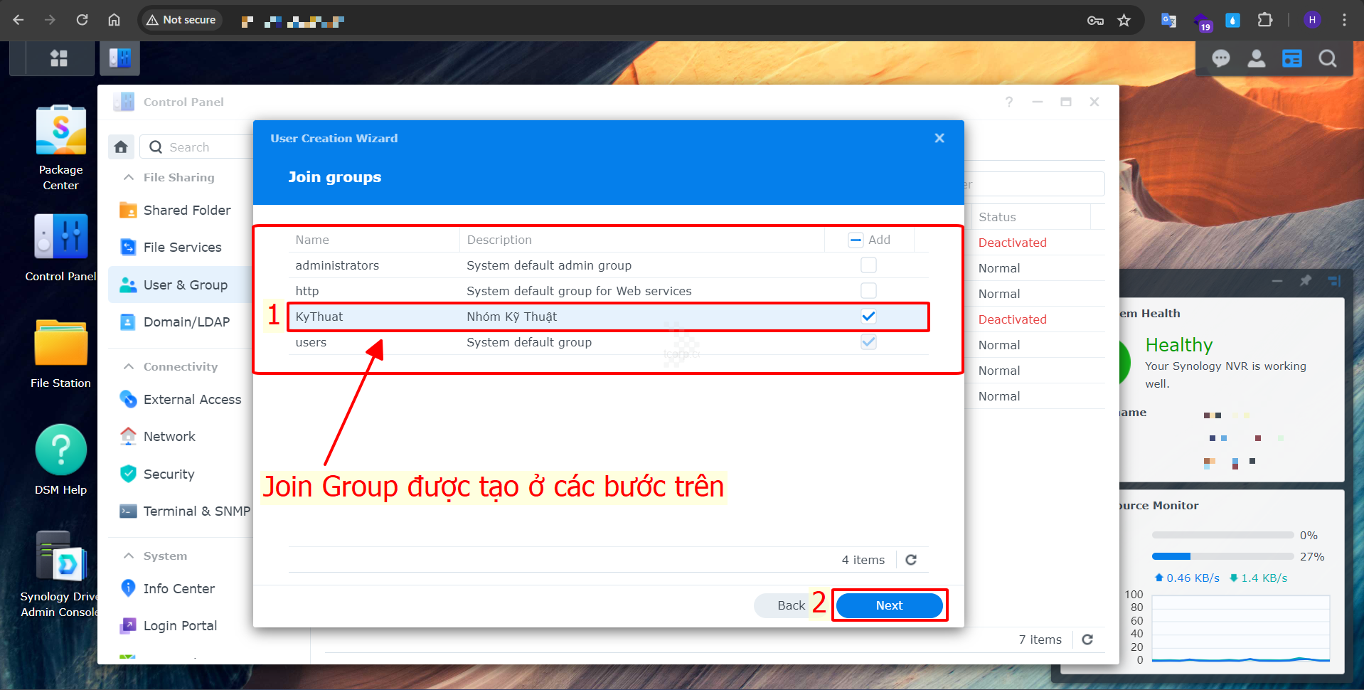 Hướng dẫn tạo và phân quyền User trên NAS Synology