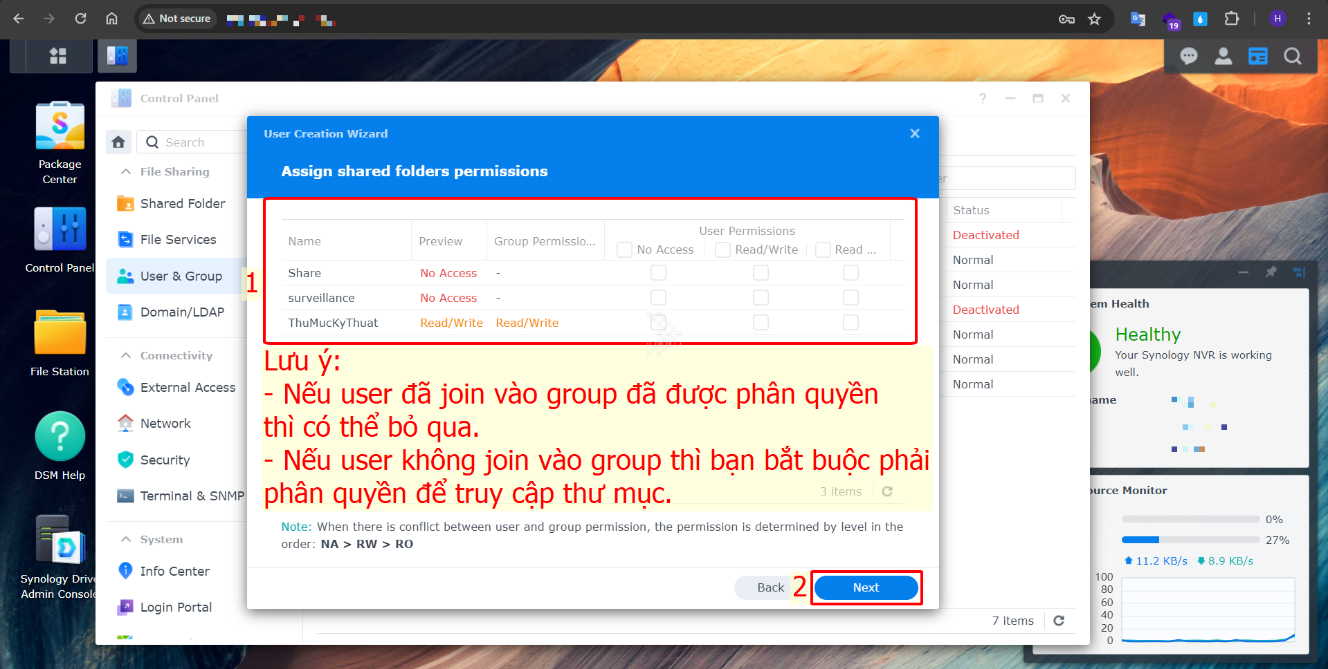 Hướng dẫn tạo và phân quyền User trên NAS Synology