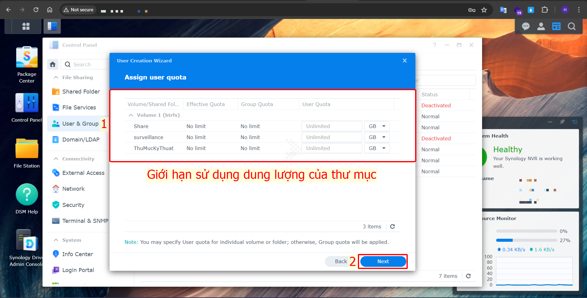 Hướng dẫn tạo và phân quyền User trên NAS Synology