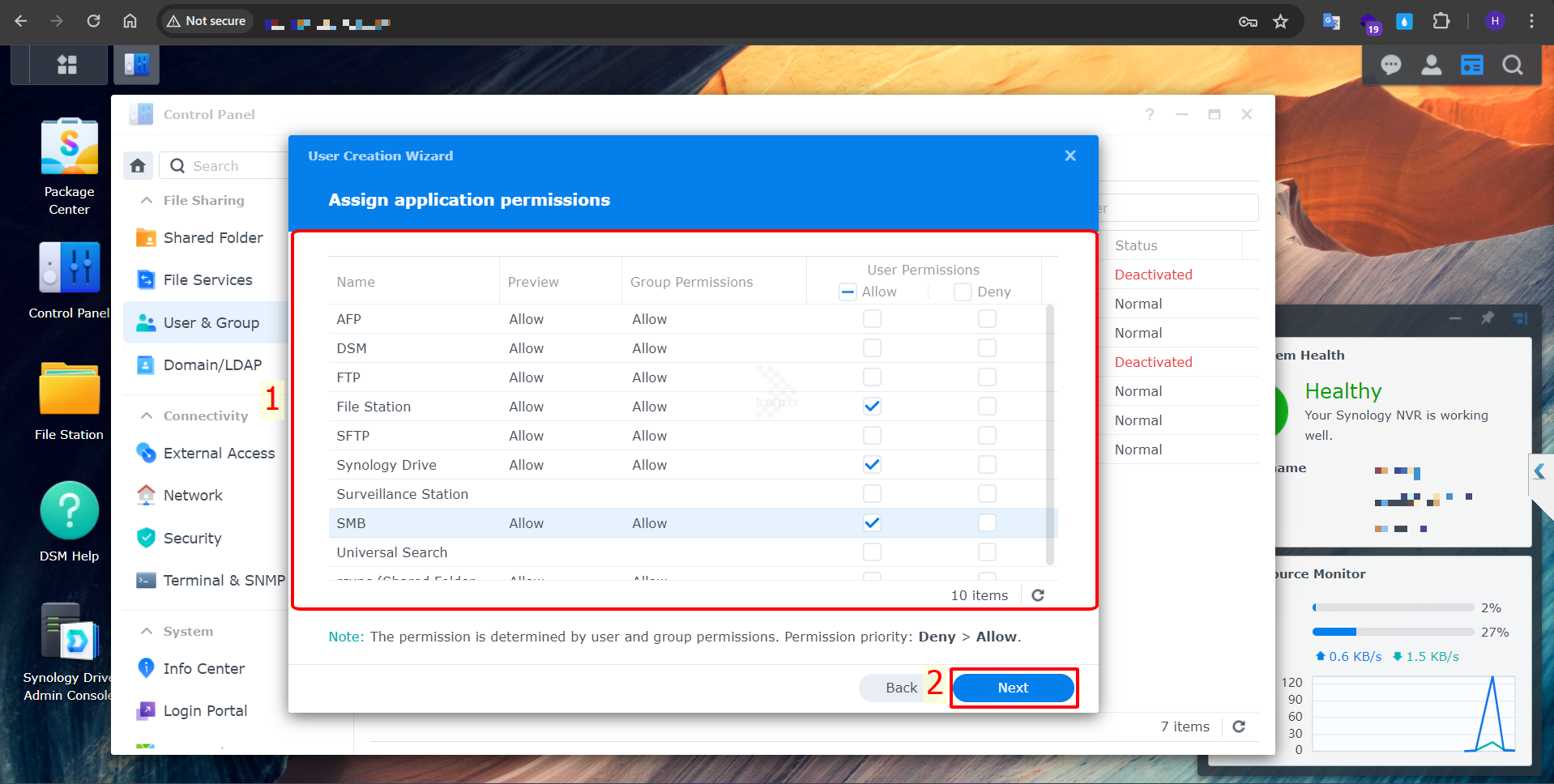 Hướng dẫn tạo và phân quyền User trên NAS Synology