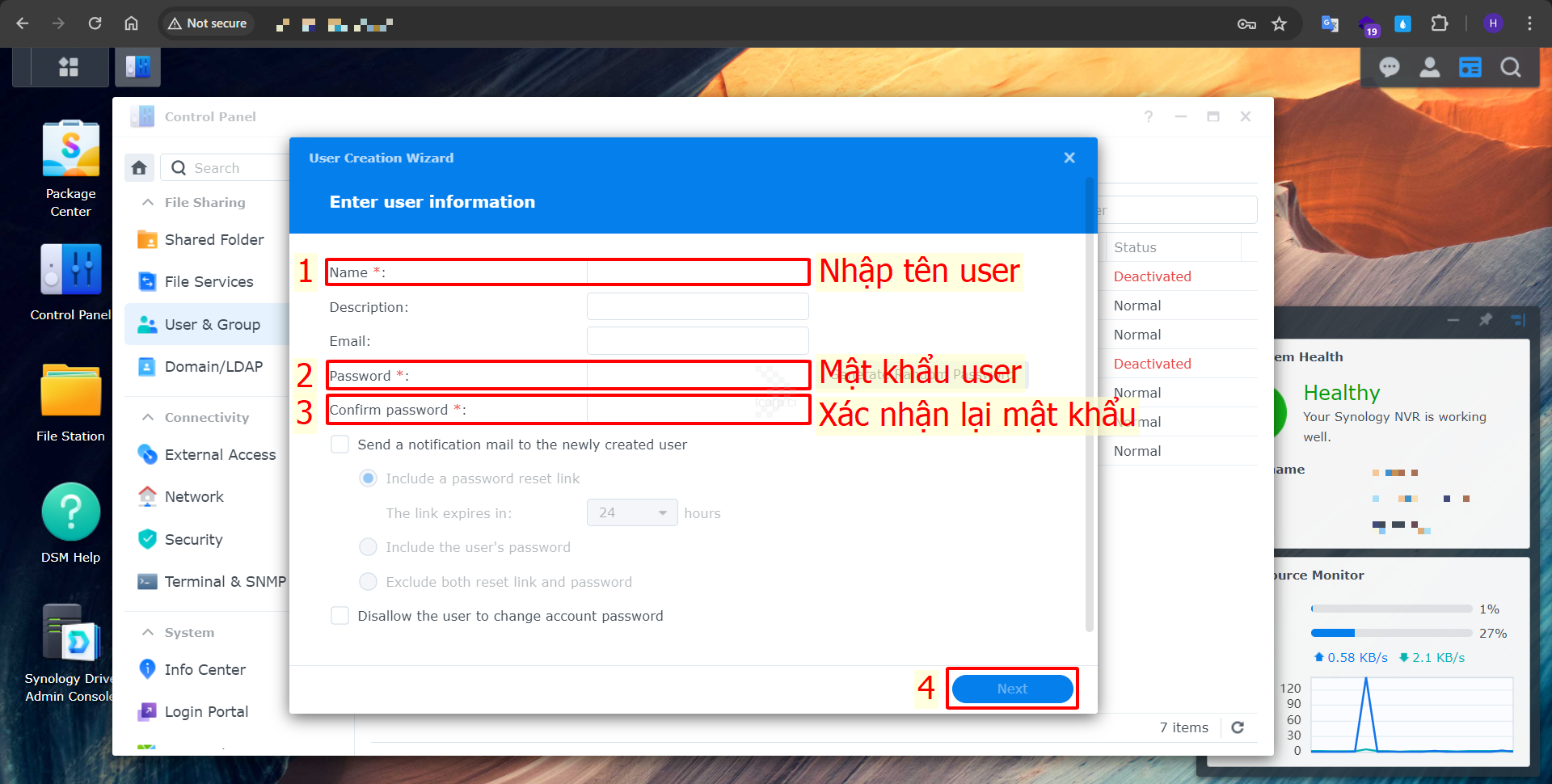 Hướng dẫn tạo và phân quyền User trên NAS Synology